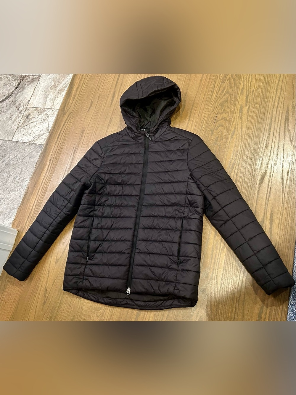 The Classic Men's Black Quilted Hooded Jacket